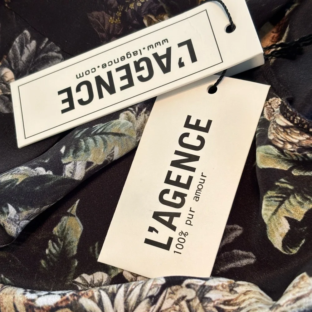 L’Agence black Safari Print Tie-Waist Women's  Maxi Dress - Picture 10 of 13